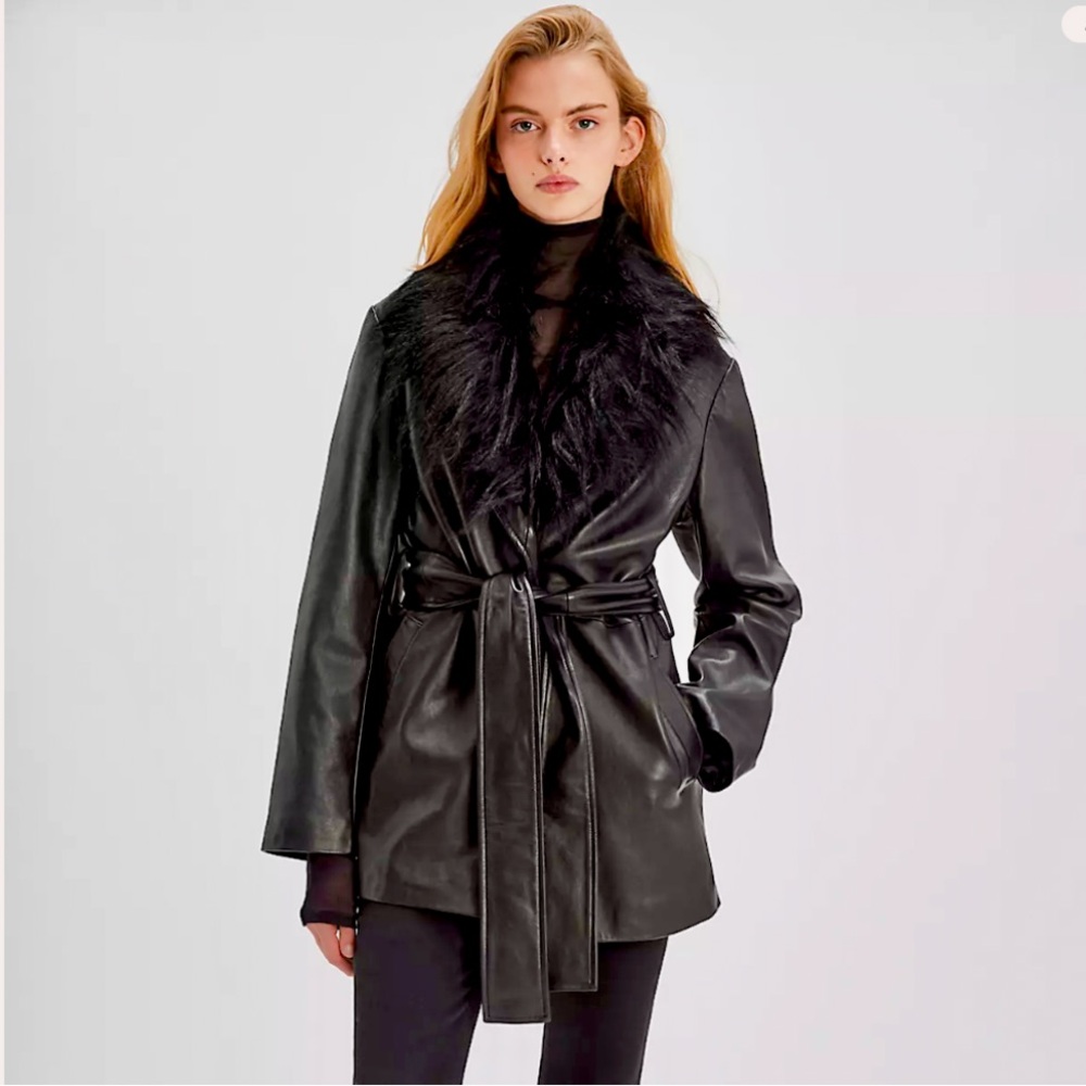 FREE PEOPLE PENNY LANE LEATHER COAT - MSRP $898